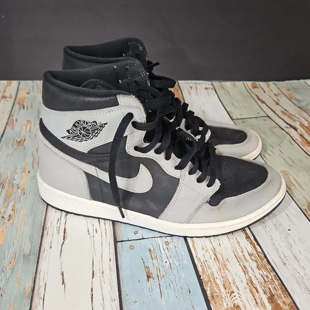 Nike Air Jordan 1 Retro High OG Shadow 2.0 Black Grey Size 11 555088-035 Used AJ